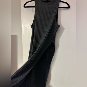 Express Gray Sleeveless Asymmetrical Knit Tank Top